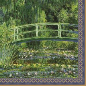 Papírszalvéta 33x33 cm, 20 db-os, Monet: Vízililiom és japán híd