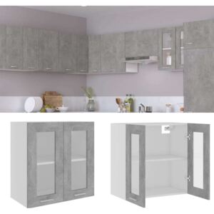 VidaXL betonszürke forgácslap függő üvegszekrény 60 x 31 x 60 cm