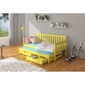 AMINA gyerekágy + matrac, 80x180/80x170, sárga