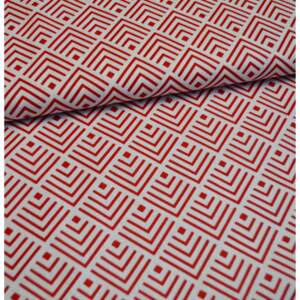 Pamutvászon - geometric pattern white/red