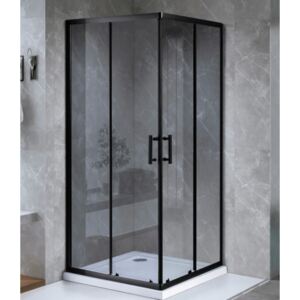 ARBO Glass zuhanykabin elhúzható ajtóval - 80 x 80 cm - fekete profil / füstüveg