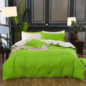 Élénk zöld és krém színű pamut ágynemű - 7 részes ágyneműhuzat