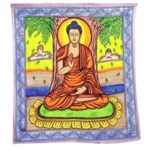 Buddha mintás falidísz indiából világos színekkel - Sárga
