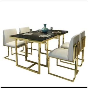 Lotta étkezőasztal - arany , fekete üveg