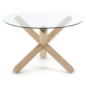 Nori tölgyfa étkezőasztal üveg asztallappal, ø 120 cm - La Forma