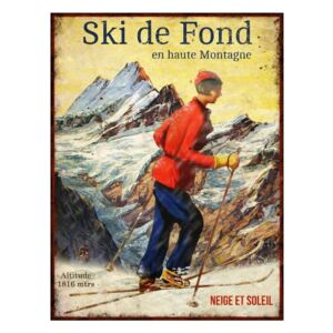 Ski de Fond dekorációs fémtábla, 25 x 33 cm - Antic Line