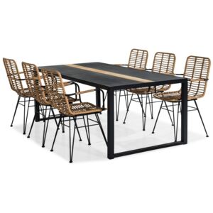Asztal és szék garnitúra VG5320 Fekete + fa
