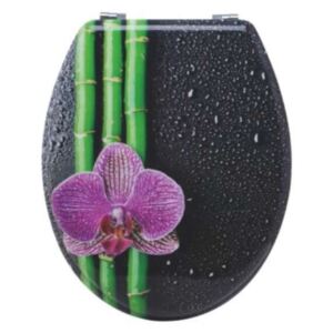 Quadrat univerzális MDF WC ülőke - Bambusz és orchidea - fekete-zöld