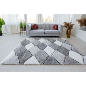 Casablanca Shaggy (gray-white) 5cm 3D szőnyeg 80x150cm Szürke-Fehér