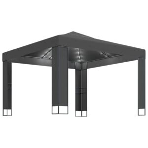 VidaXL antracitszürke dupla tetős pavilon LED fényfüzérrel 3 x 3 m