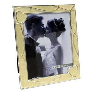Esküvői fényképkeret - gyöngyházfehér, szíves