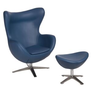 Egg 518 fotel és lábtartó Sötét kék ECO Textilbőr
