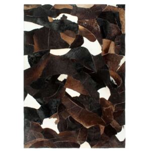 VidaXL fekete-fehér-barna foltvarrott szőrös bőrszőnyeg 160 x 230 cm