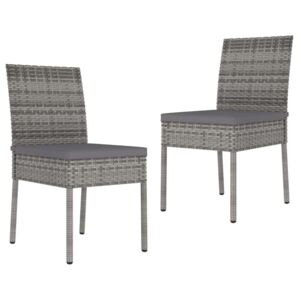 VidaXL 2 db szürke kerti polyrattan étkezőszék