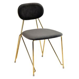 KH Moly aranyszínű fém szék, szürke bársonnyal
