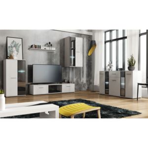 MEBLINE Living Room Set: Wall Unit + Chest of Drawers SALSA White