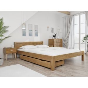 VIKTORIA ágy 140x200 cm, tölgyfa Matrac: matrac nélkül, Ágyrácsok: Ágyács nélkül