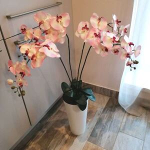 Padlóvázás élethű orchidea dekor 4 virágos változat
