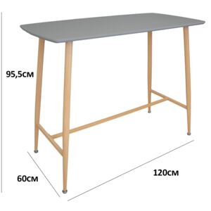 Szürke bárasztal, 120x60 cm - STOCKHOLM