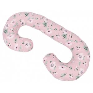 C alakú ölelő és terhespárna - Flowers, pasztell rózsaszín