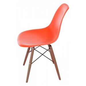 P016W PP szék fa lábakkal narancssárga-sötétebb lábakkal