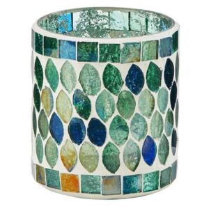 SASSOLINO mozaik mécsestartó, világoskék 8 cm