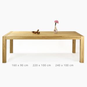 Tömör tölgyfából készült asztal Dennmark - 220 x 100 cm