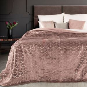 Modern rózsaszín ágytakaró rézszínű mintával Szélesség: 170 cm | Hossz: 210 cm