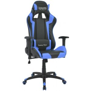 Kék dönthető versenyautó ülés alakú műbőr irodai szék