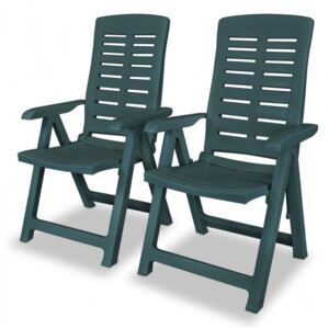 2 db zöld dönthető műanyag kerti szék