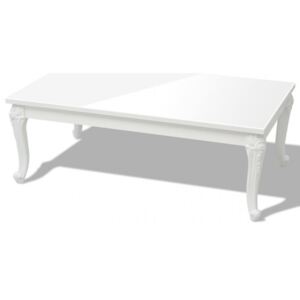 Magasfényű fehér dohányzóasztal 115 x 65 x 42 cm
