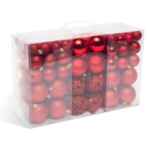 100 darabos karácsonyi függődísz gömbök (piros)
