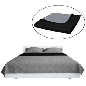 Kétoldalú vattázott ágytakaró 220 x 240 cm fekete|szürke
