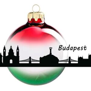 Budapest piros/fehér/zöld 8cm - Karácsonyfadísz