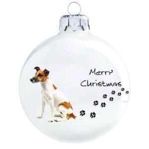 Fox terrier porcelán fehér 8cm - Karácsonyfadísz