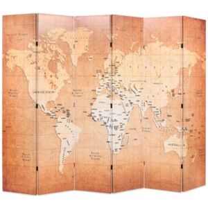Sárga világtérkép mintás paraván 228 x 170 cm