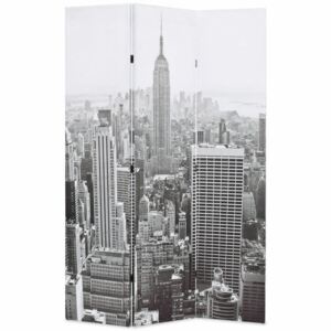Fekete-fehér New York mintás paraván 120 x 170 cm
