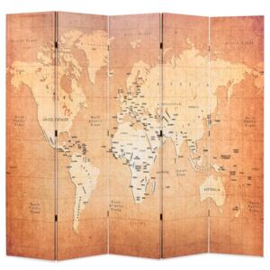 Sárga világtérkép mintás paraván 200 x 170 cm