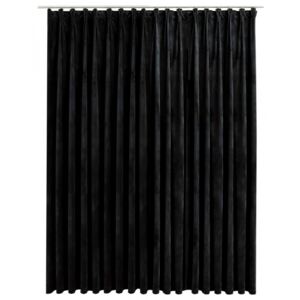Fekete bársony sötétítőfüggöny kampókkal 290 x 245 cm