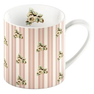 Cottage Flowers rózsaszín porcelán bögre csíkokkal, 330 ml - Creative Tops