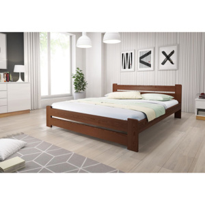 HEUREKA ágy + matrac + ágyrács, 160x200 cm, dió-lakk