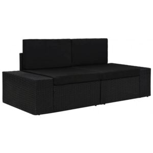 2 személyes fekete elemes polyrattan kanapé