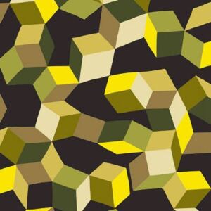 Buvu Vinyl tapéta 3D-s sárga-fekete geometriai minták