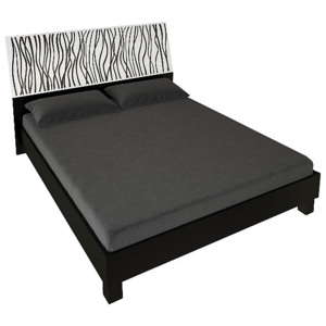 Francia ÁGY BORRA + emelhető ágyrács + matrac MORAVIA, 160x200, magasfényű fehér /fekete mat