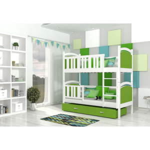 DOBBY Color gyerekágy + AJÁNDÉK matrac + ágyrács, fehér/zöld, 184x80 cm