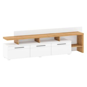TV asztal panellel, wotan tölgy/fehér extra magas fényű HG, KELEN B+C