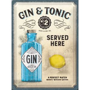 Nostalgic Art Fémtáblák: Gin & Tonic Served Here - 40x30 cm