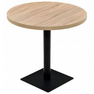 Kerek, tölgyfa színű MDF|acél bisztró asztal 80 x 75 cm