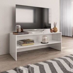 Magasfényű fehér forgácslap TV-szekrény 100 x 40 x 40 cm