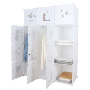 Gyerek moduláris szekrény, fehér/barna gyerek minta, KITARO